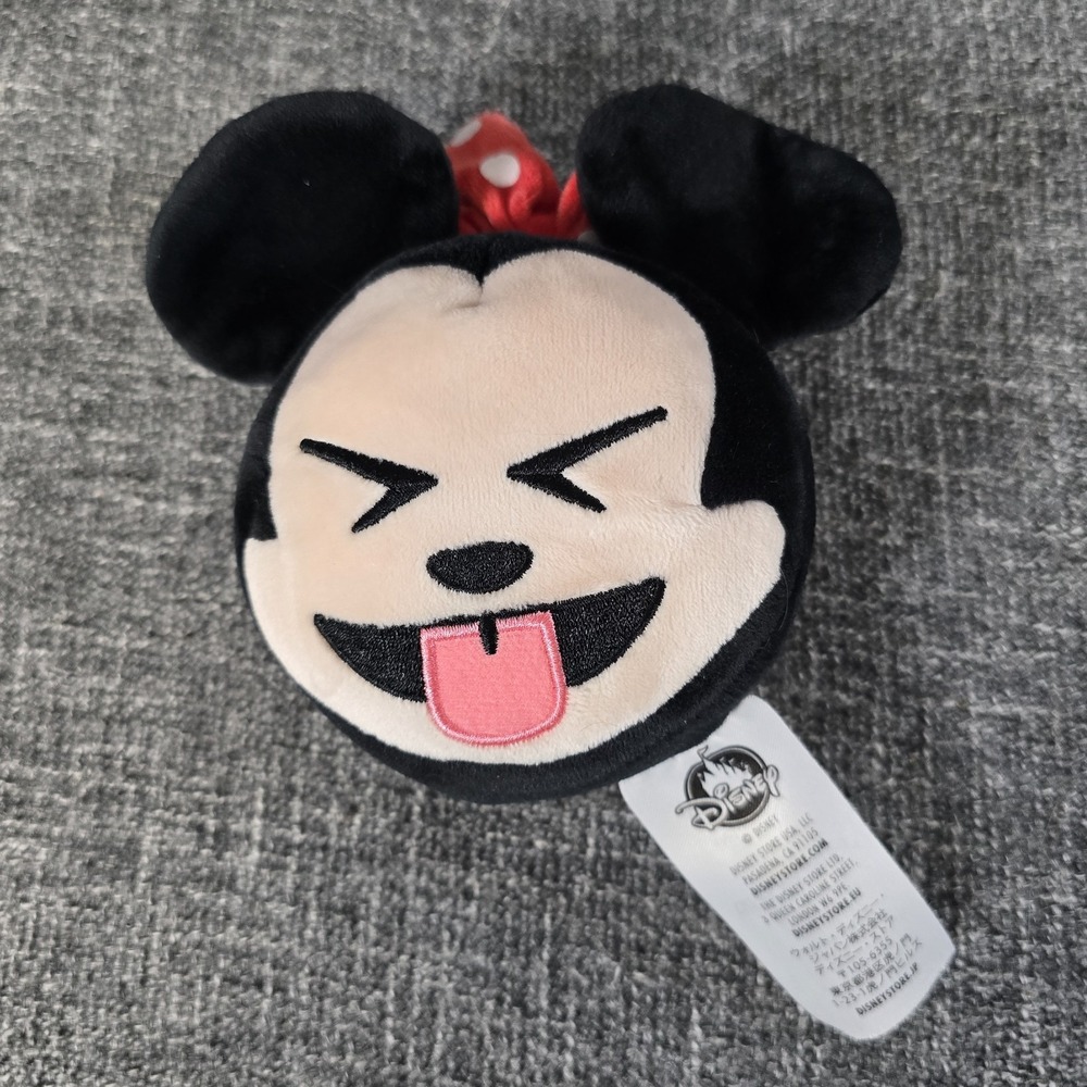 The Disney Store MINNIE MOUSE Red Bow EMOJI 4" Plush Toy Doll Reversible Emotion